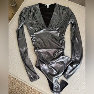 Shimmery Metallic Long Sleeve Bodysuit